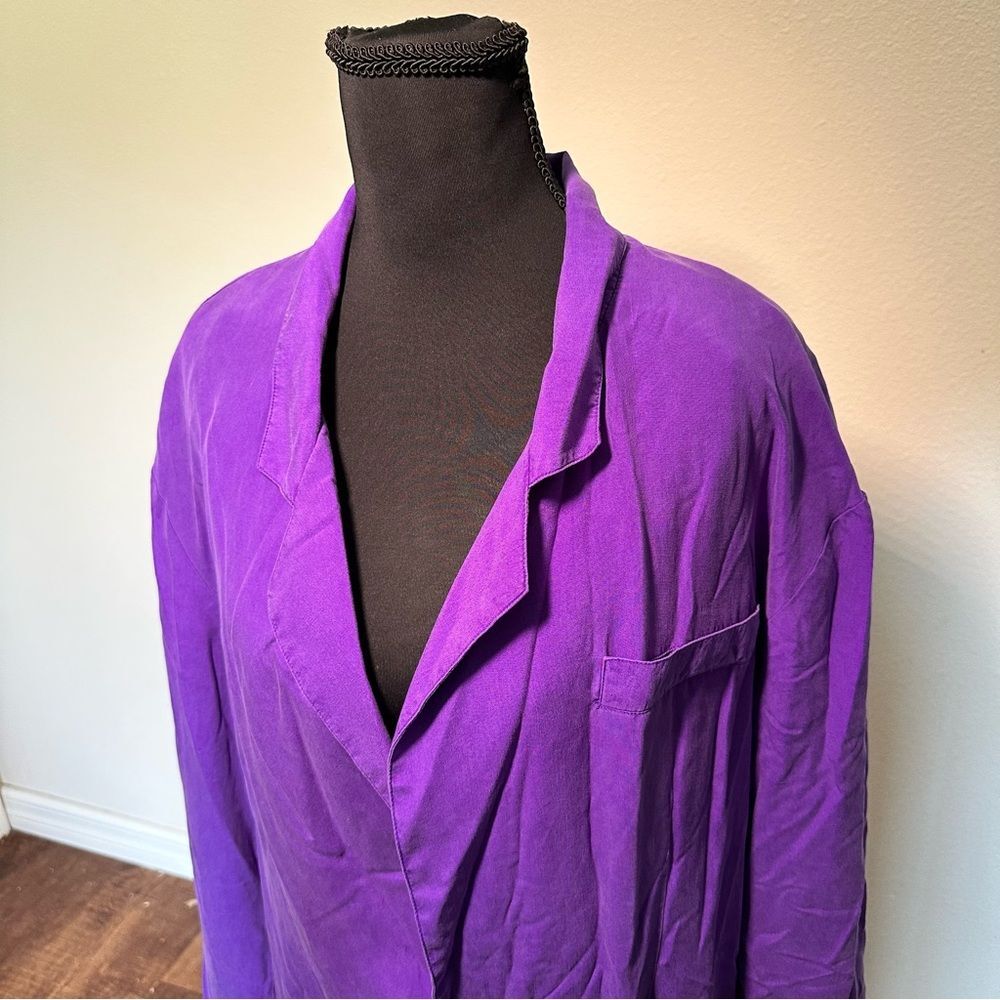Go Silk Vibrant Purple Silk Blouse - Picture 3 of 7